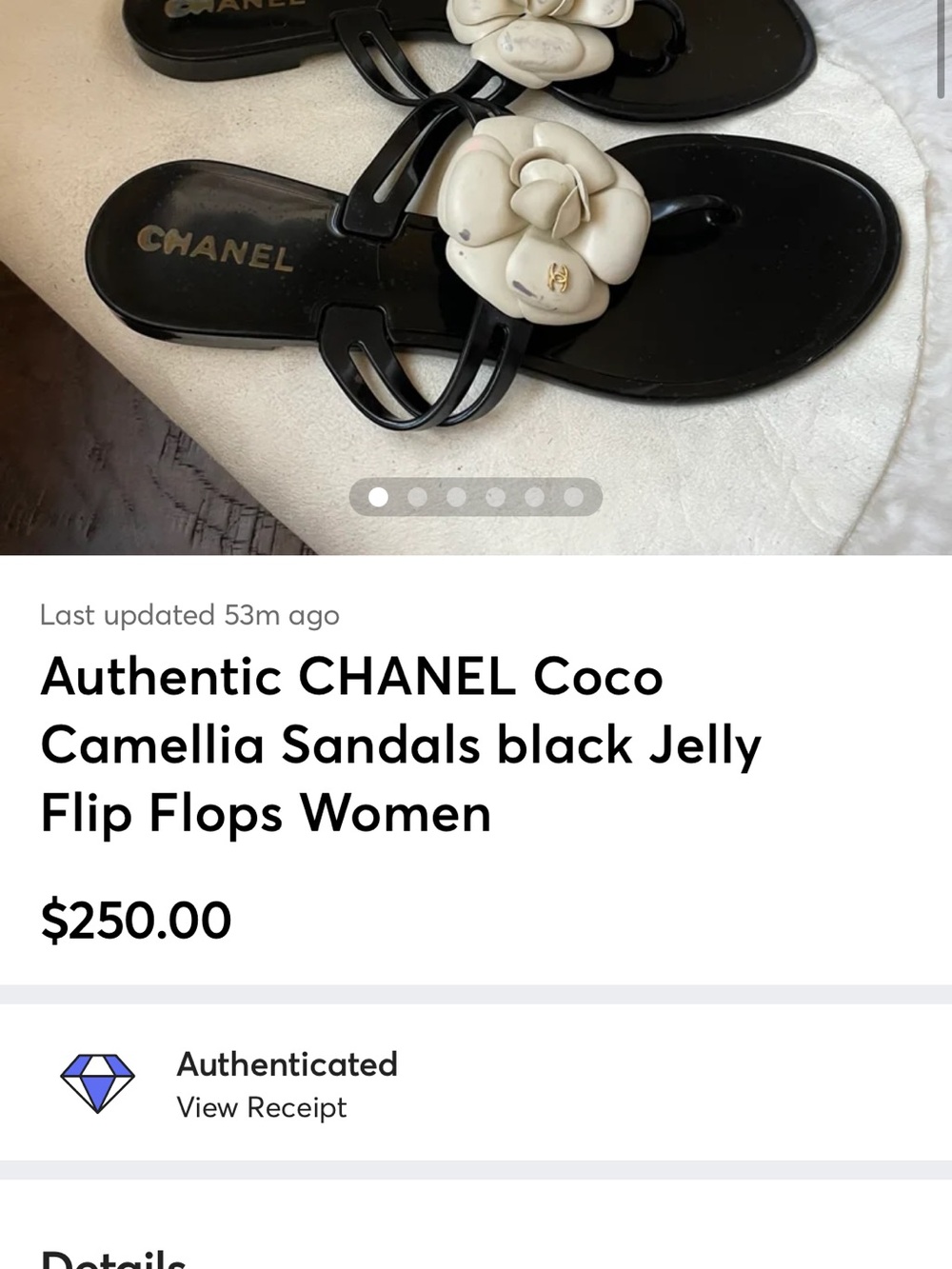 Authentic CHANEL Coco Camellia Sandals black Jelly Flip Flops Women - Picture 7 of 7